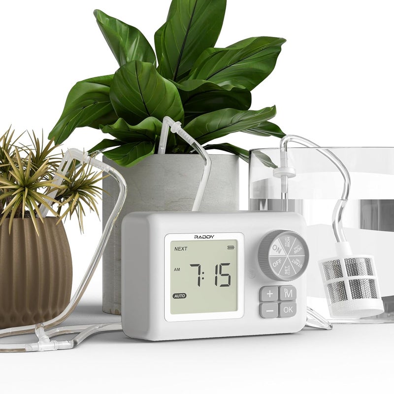 Raddy WS-6 Automatic Plant Waterer, Indoor Plant Watering System for 15 Potted Plants, Programmable Water Timer with LCD Display, USB Power, Water Shortage Alarm for Balcony Greenhouse - Image 1